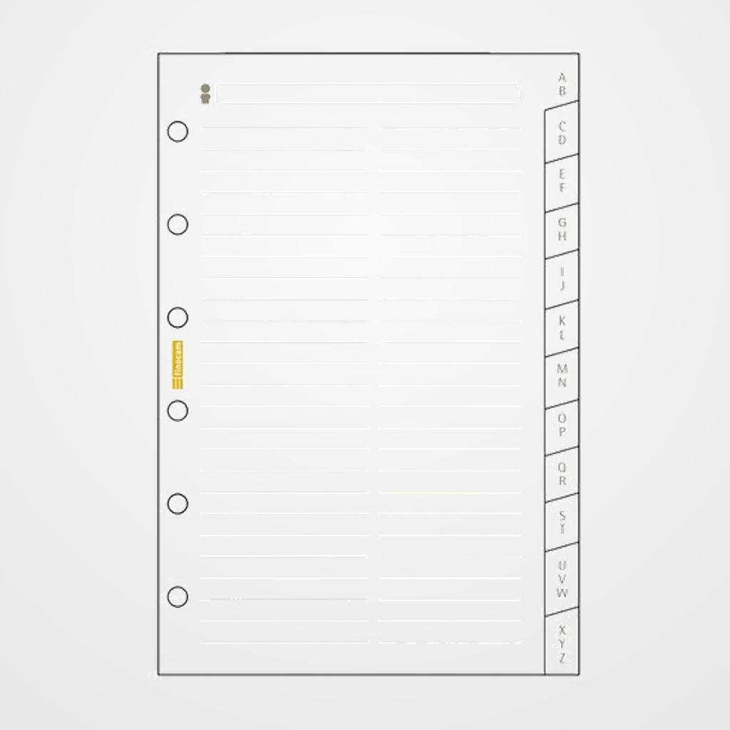 RECAMBIO AGENDA FINOCAM C375 CLASSIC 603 79x127 INDICE CARTULINA A-Z 12 PEST.