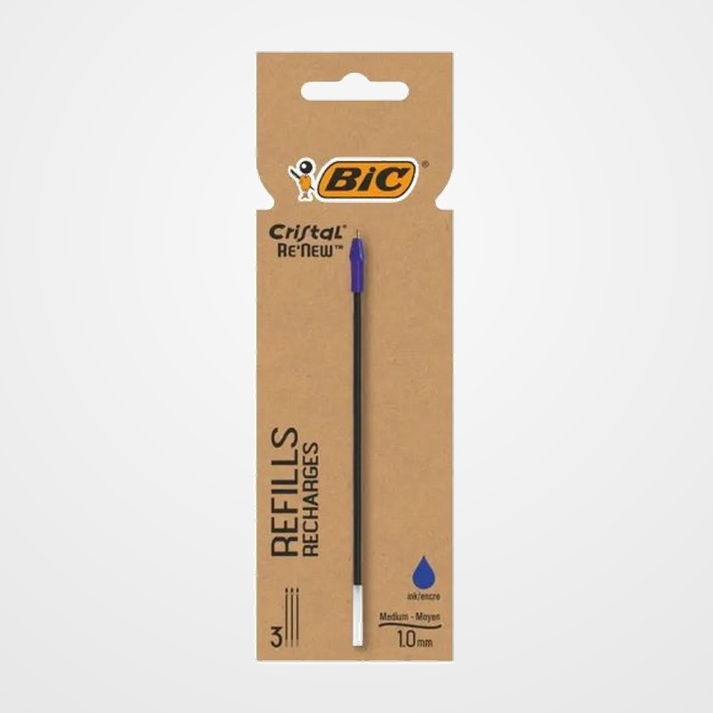 RECAMBIO BIC BOLIGRAFO RENEW AZUL PACK DE 3