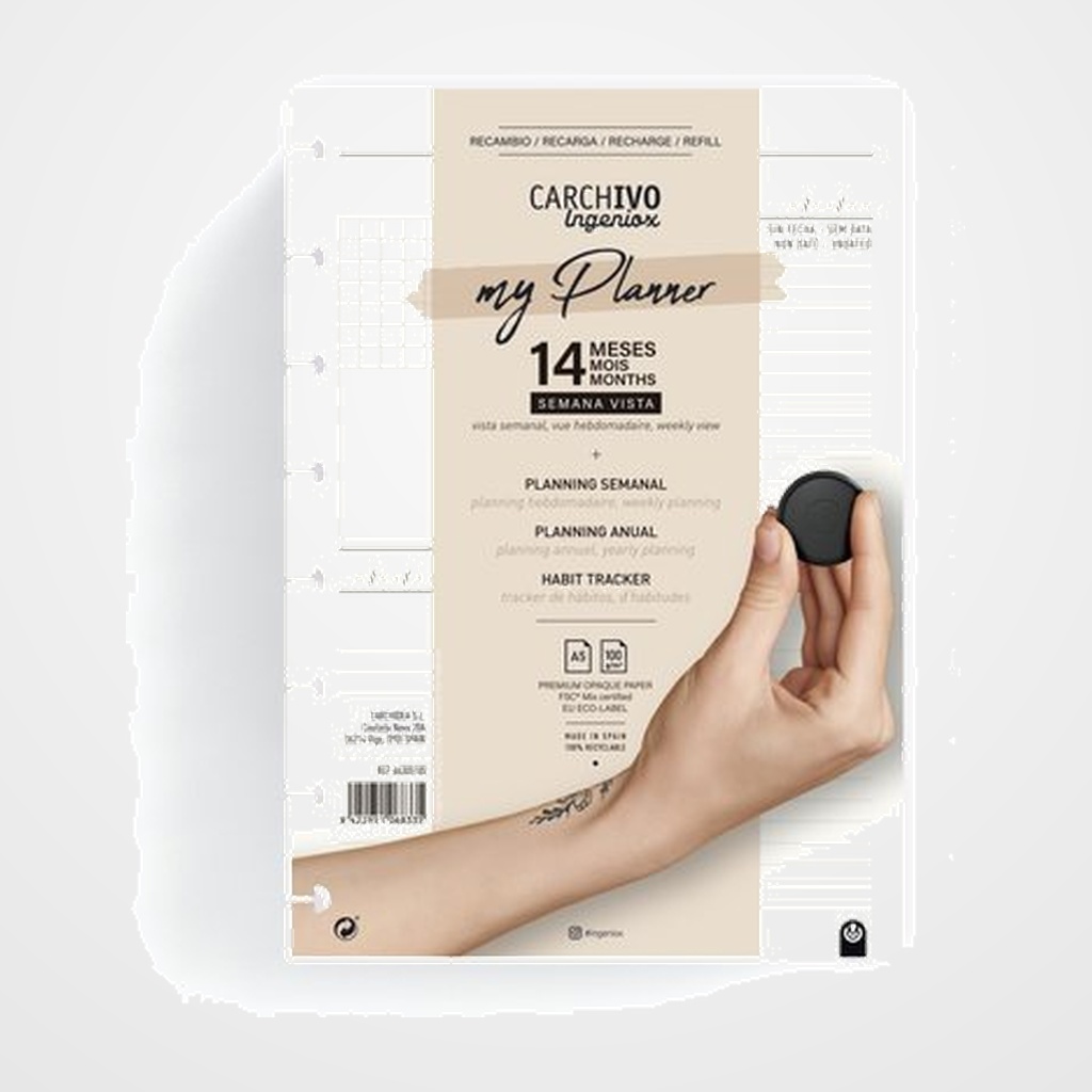 RECAMBIO CARCHIVO MY PLANNER INGENIOX  A5 100gr 8 TALADROS S/V PERPETUO