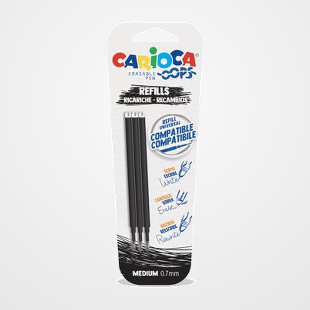RECAMBIO CARIOCA OOPS BORRABLE NEGRO BLISTER de 3