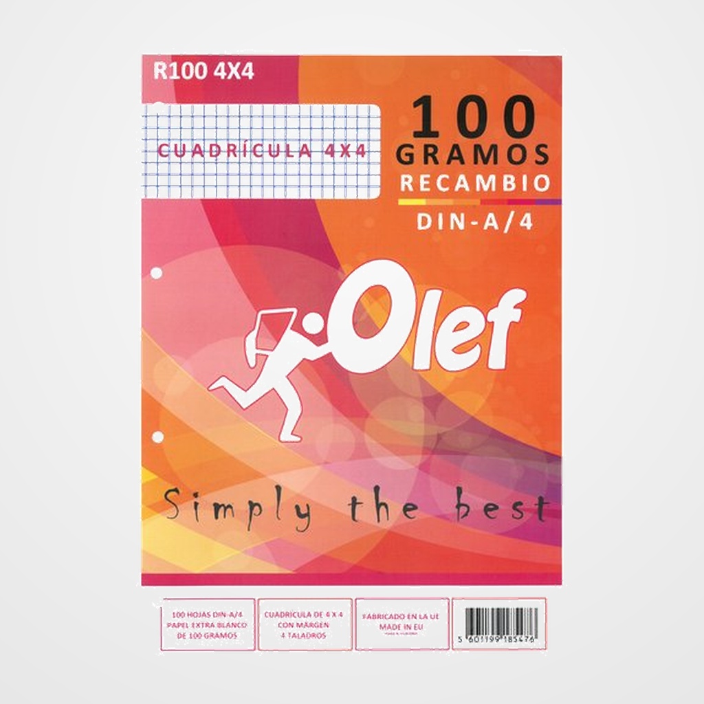 RECAMBIO OLEF A4 100h 100gr 4 TALADROS CUADRIC.4x4
