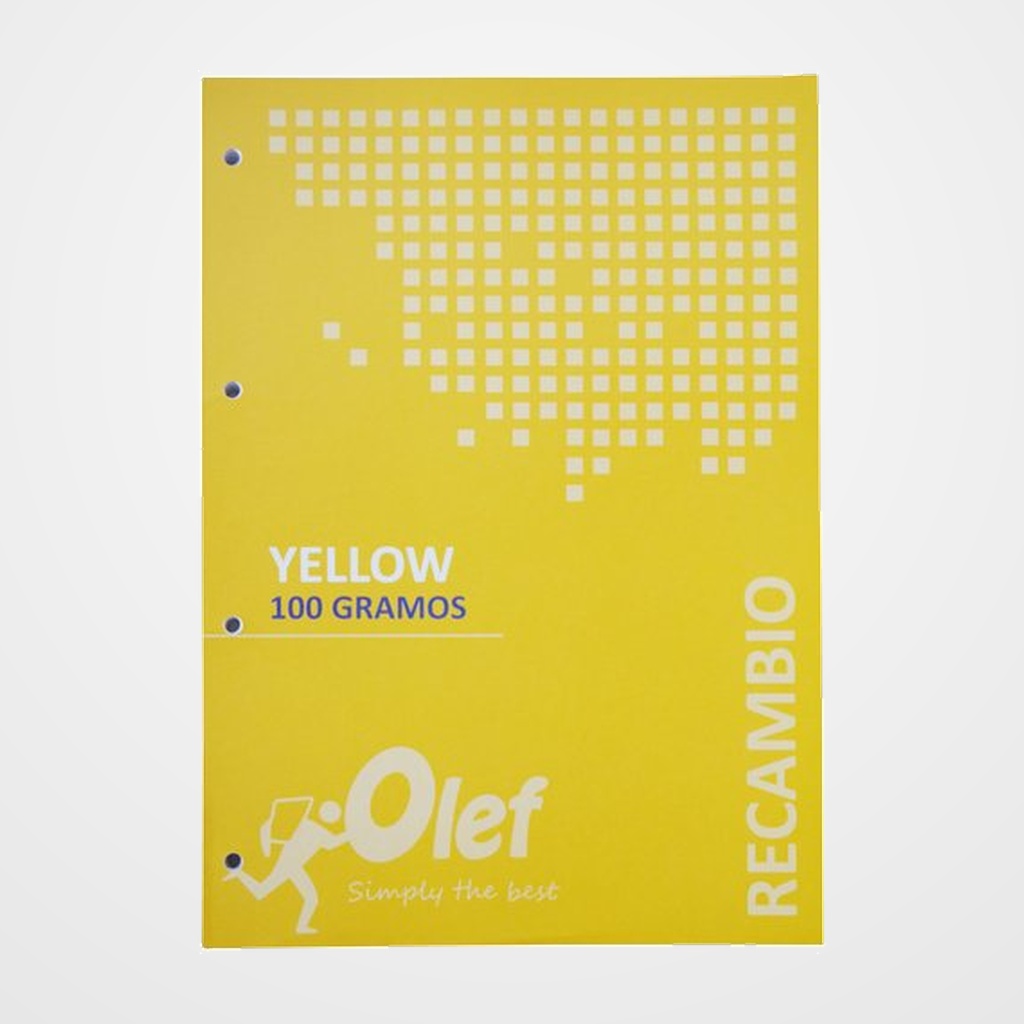 RECAMBIO OLEF A4 80h 100gr 4 TALADROS CUADRIC.5x5 AMARILLO