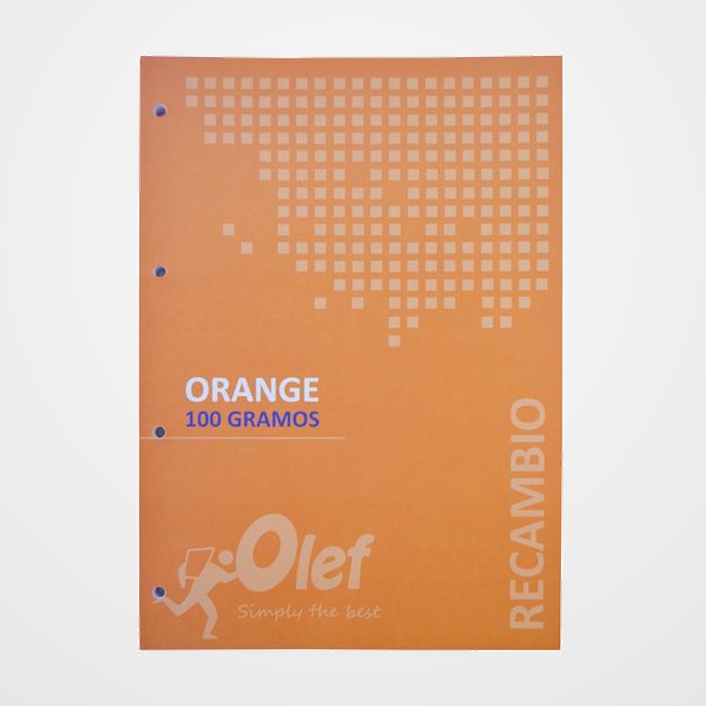 RECAMBIO OLEF A4 80h 100gr 4 TALADROS CUADRIC.5x5 NARANJA