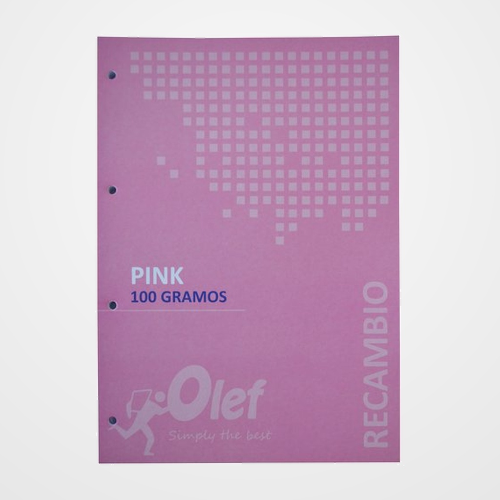 RECAMBIO OLEF A4 80h 100gr 4 TALADROS CUADRIC.5x5 ROSA