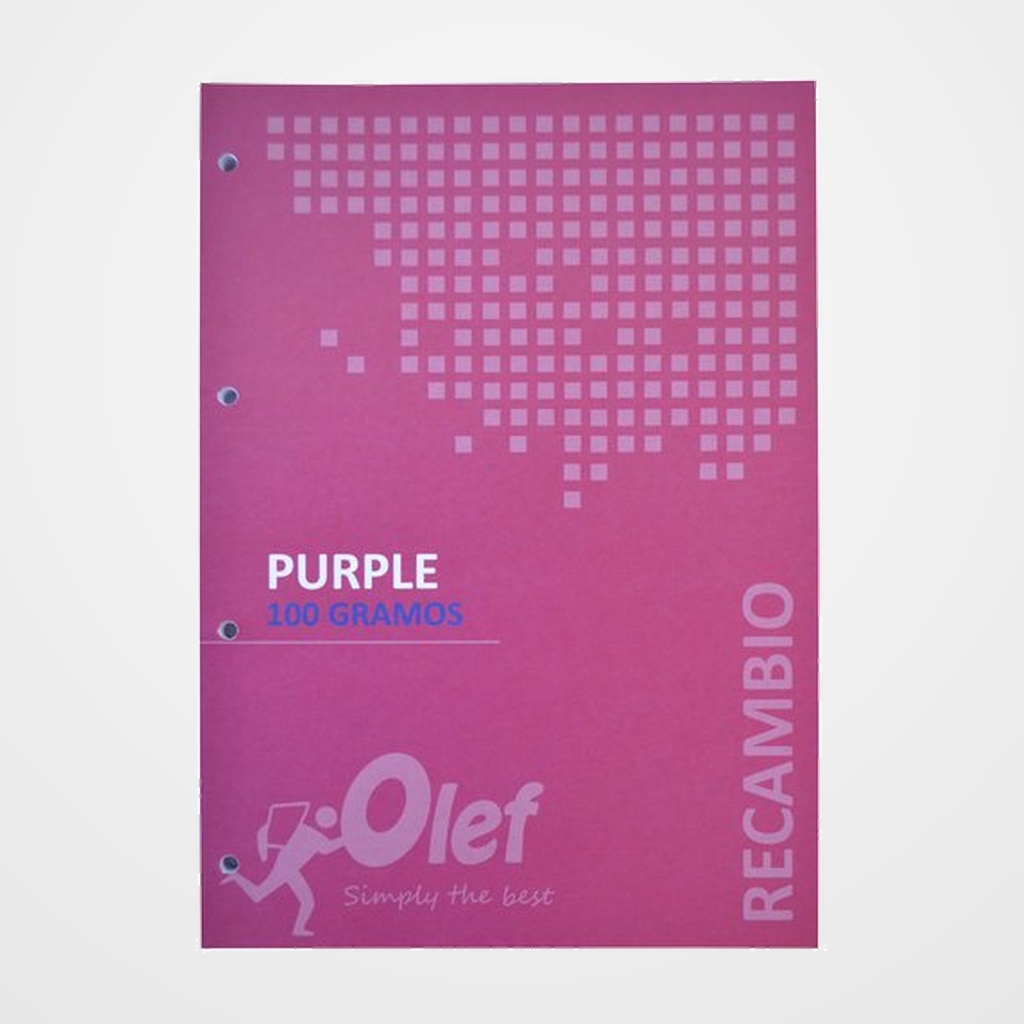 RECAMBIO OLEF A4 80h 100gr 4 TALADROS CUADRIC.5x5 VIOLETA