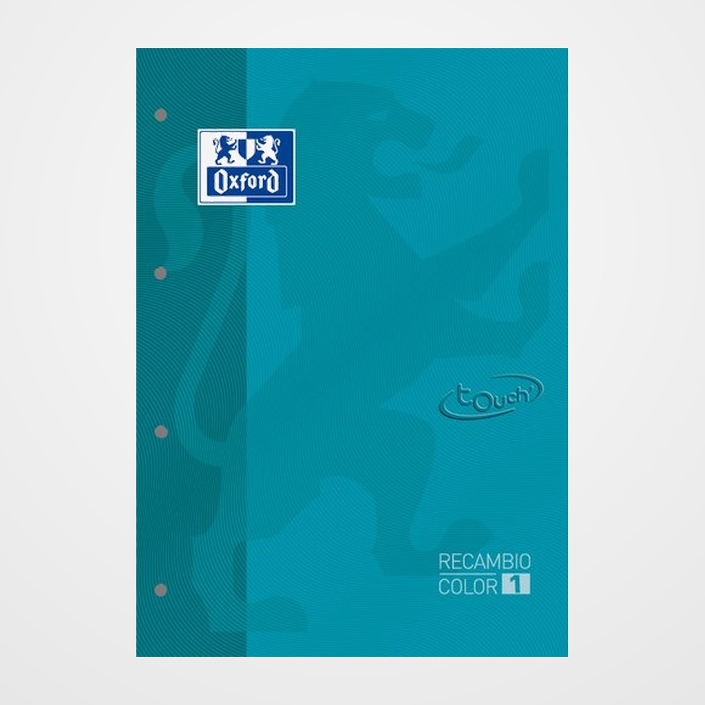RECAMBIO OXFORD SCHOOL COLOR 1 TOUCH ENCOLADO A4+ 80h 90gr 4 TALADROS CUADRIC.5x5 AQUA (1 color de recuadro)