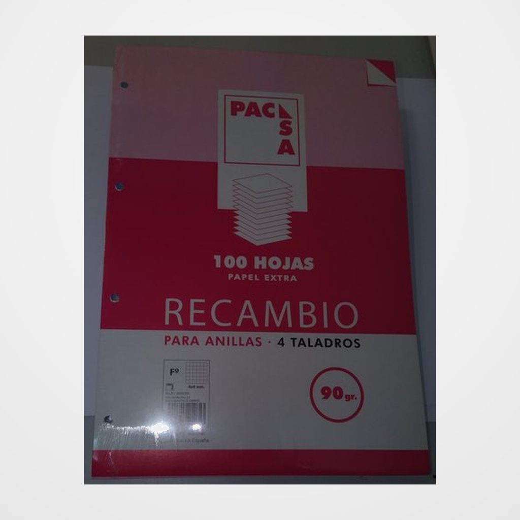 RECAMBIO PACSA Fº 100h 90g 4 TALADROS CUADRIC.4X4