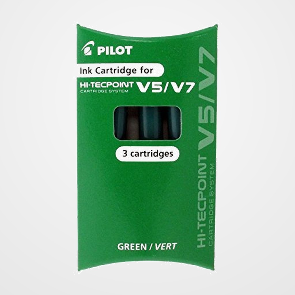 [25402032] RECAMBIO PILOT ROLLER V-5 RECARGABLE VERDE BLISTER DE 3