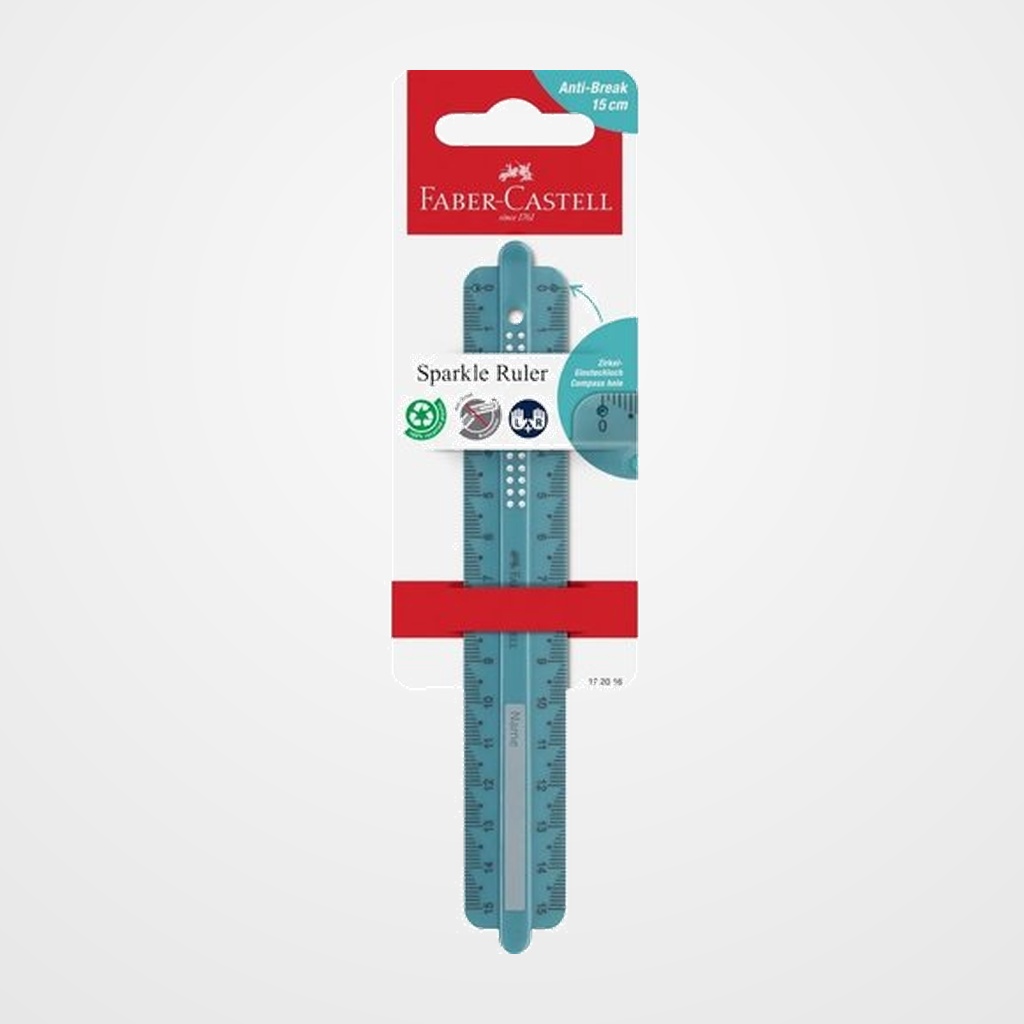 REGLA FABER-CASTELL SPARKLE 15 CM. VERDE OCEANO