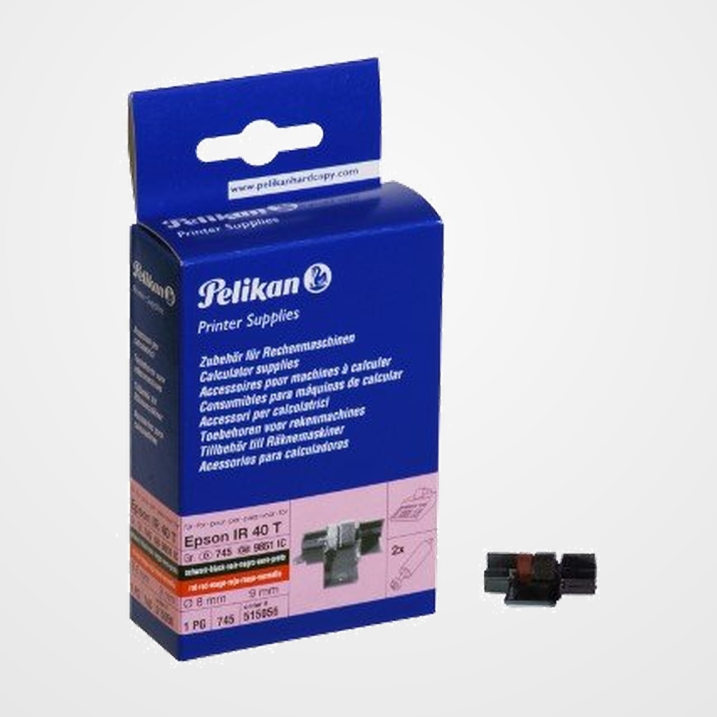 [16101150] RODILLO CALCULADORAS 745/2 EPSON IR40-T NEGRO/ROJO PACK DE 2