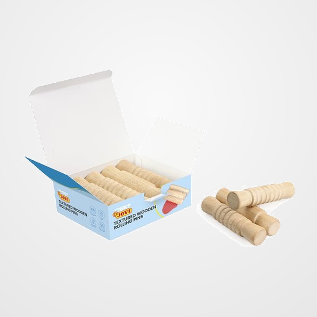 RODILLO DE MADERA PARA PLASTILINA JOVI BABY MY FIRST SCHOOL PACK ESTUCHE de 9  (3und. 3 texturas)