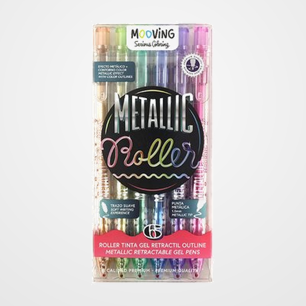 ROLLER GEL RT. MOOVING 0,8mm OUTLINE ESTUCHE de 6