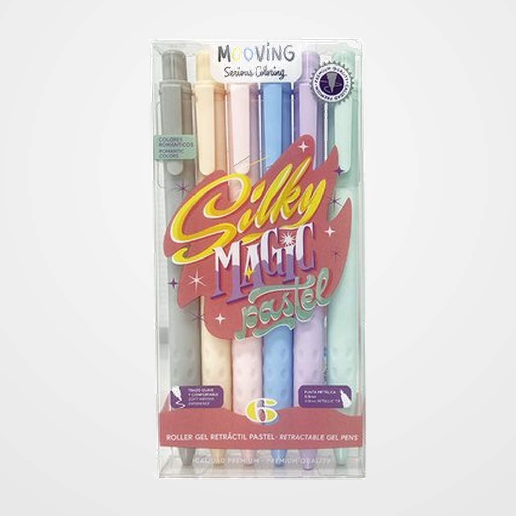 ROLLER GEL RT. MOOVING 0,8mm PASTEL ESTUCHE de 6