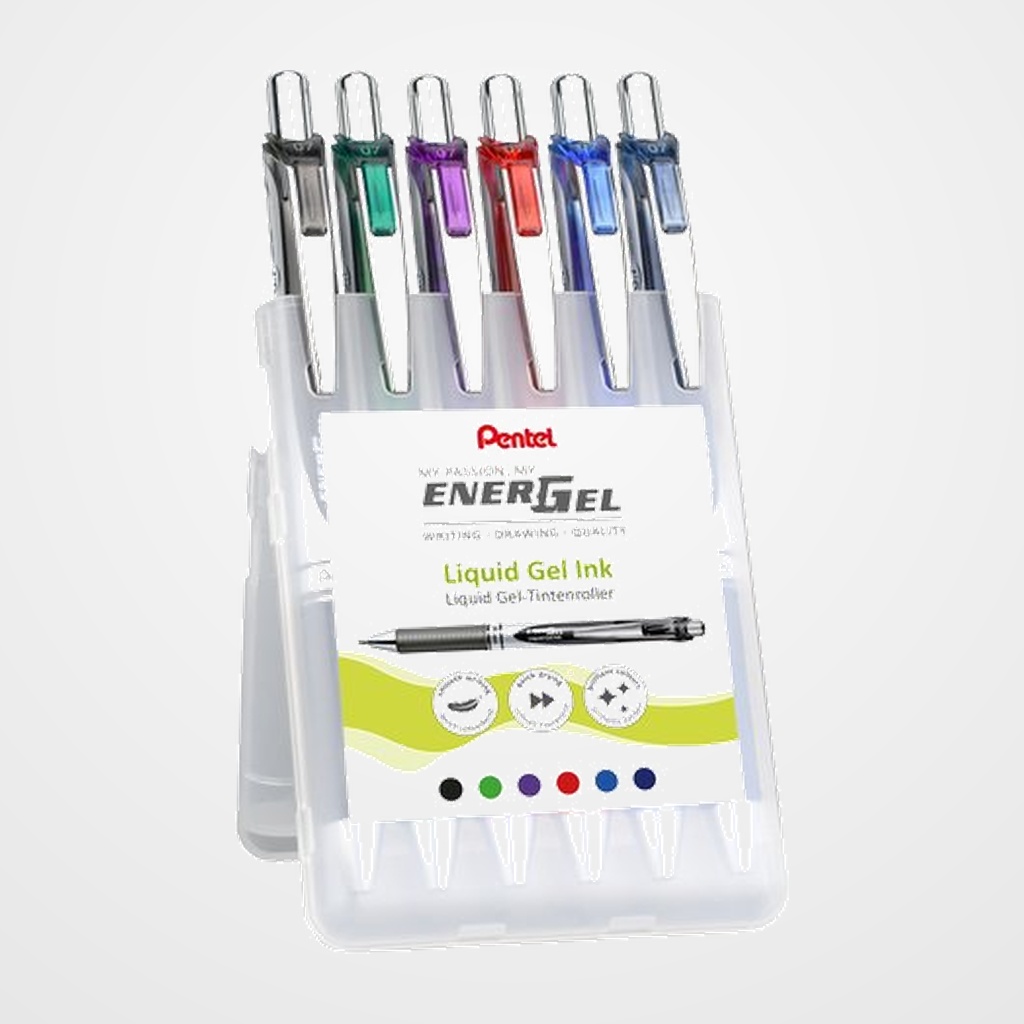 ROLLER GEL RT. PENTEL BL-77 ENERGEL 0,7 ESTUCHE DE 6 SURTIDOS