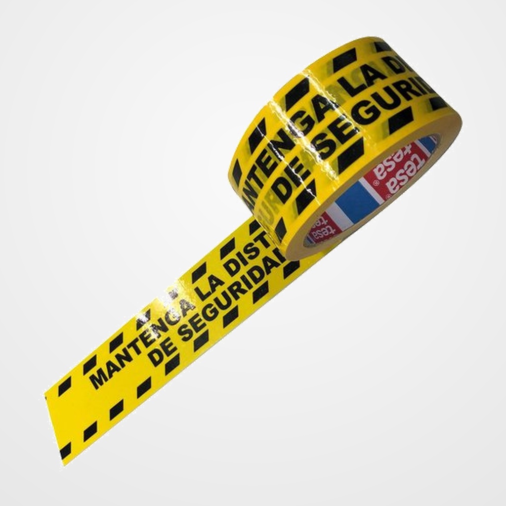 ROLLOS SEGURIDAD 33x50 MM. BICOLOR NEGRO/AMARILLO  MANTENGA LA DISTANCIA DE SEGURIDAD