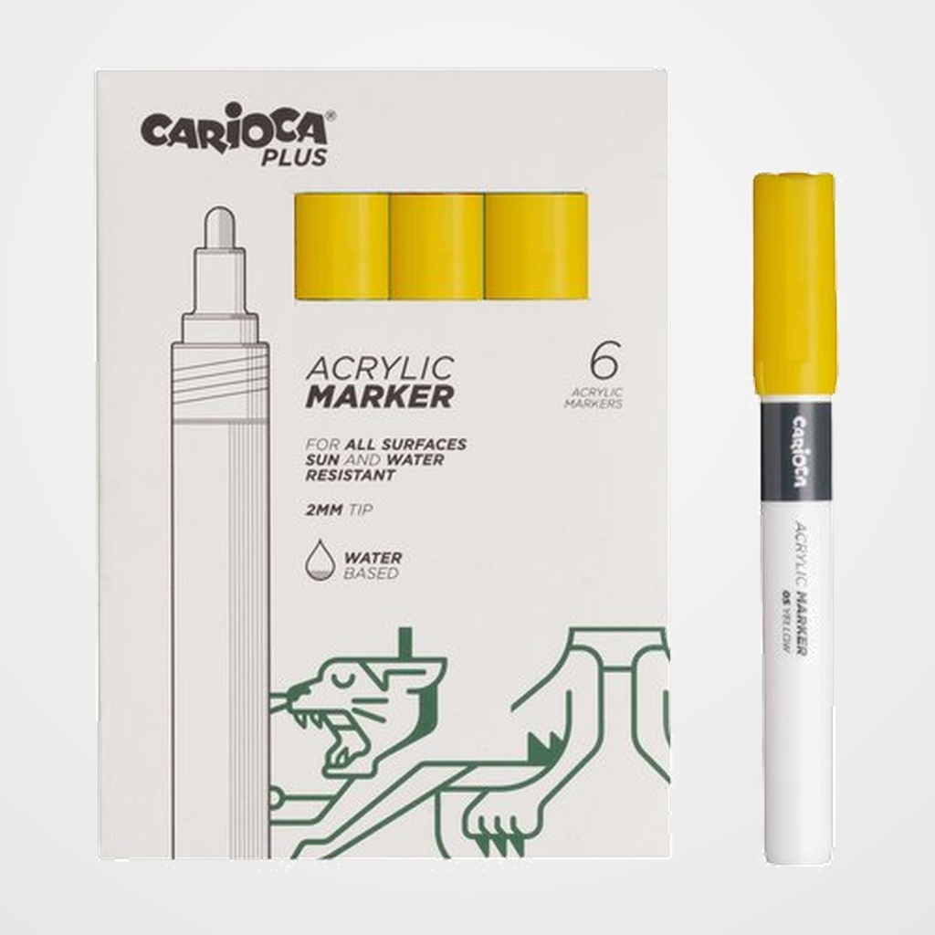 ROTULADOR ACRILICO CARIOCA PLUS CAJA de 6 AMARILLO