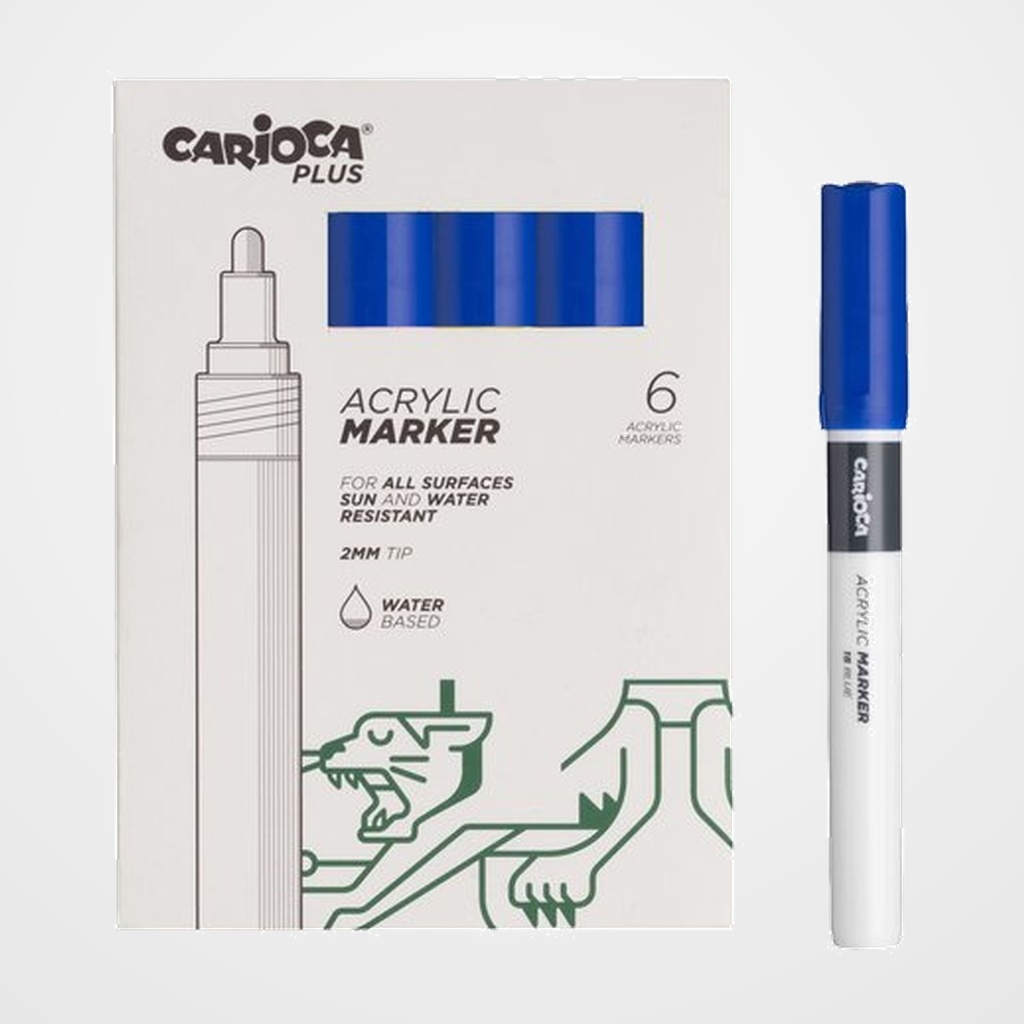 ROTULADOR ACRILICO CARIOCA PLUS CAJA de 6 AZUL