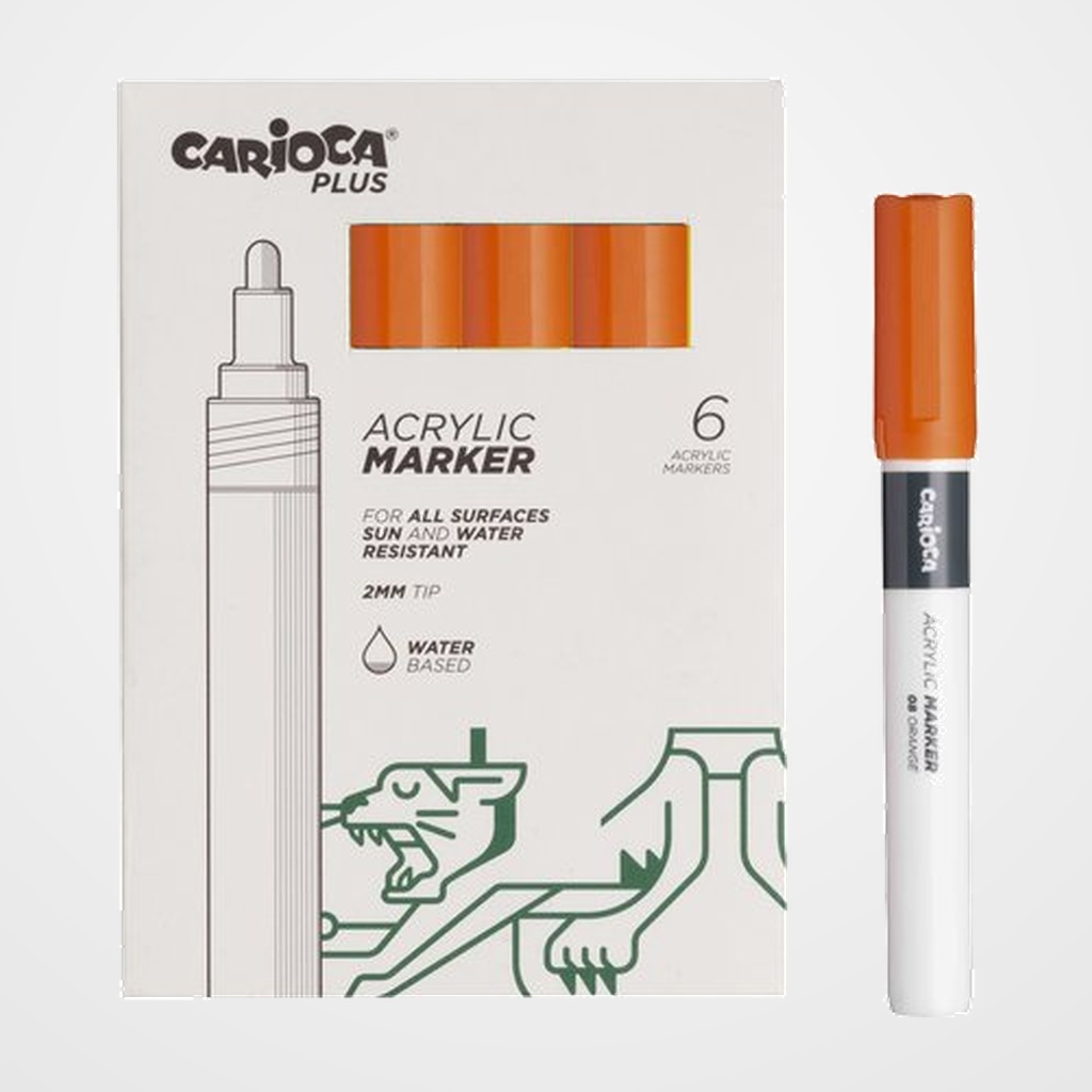 ROTULADOR ACRILICO CARIOCA PLUS CAJA de 6 NARANJA