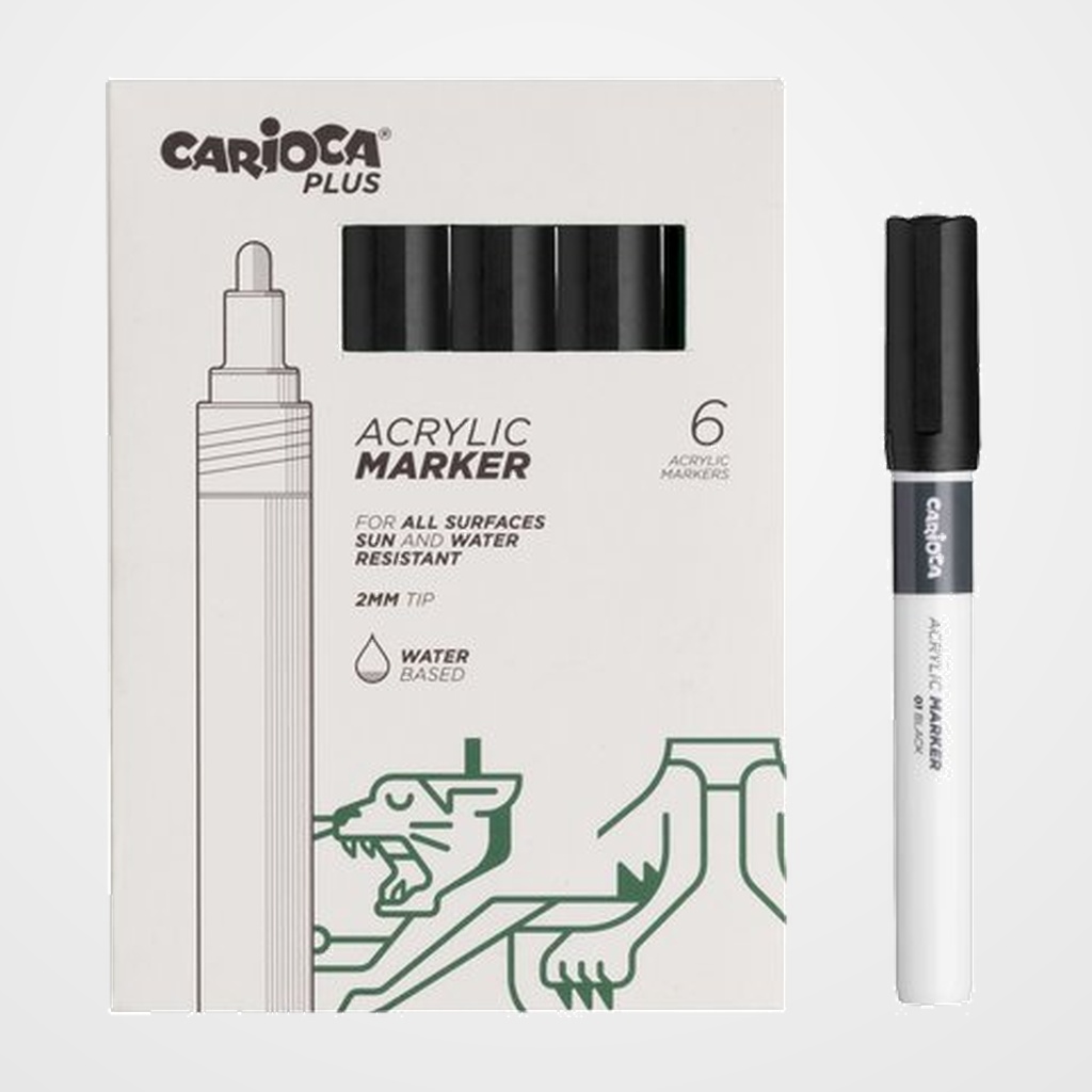 ROTULADOR ACRILICO CARIOCA PLUS CAJA de 6 NEGRO