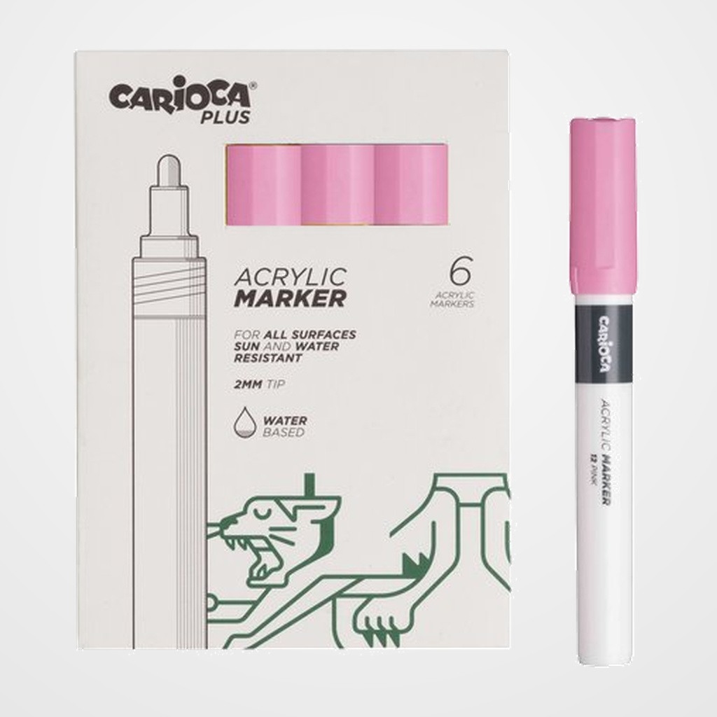 ROTULADOR ACRILICO CARIOCA PLUS CAJA de 6 ROSA