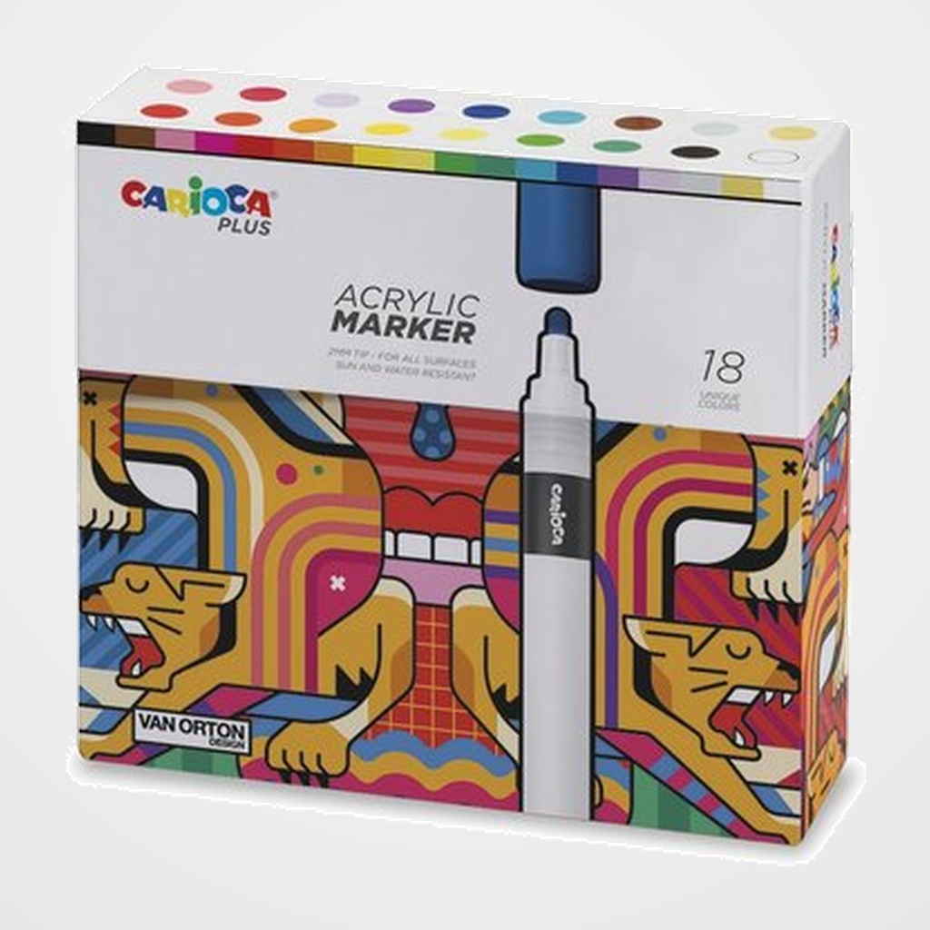 ROTULADOR ACRILICO CARIOCA PLUS PREMIUM CAJA de 18