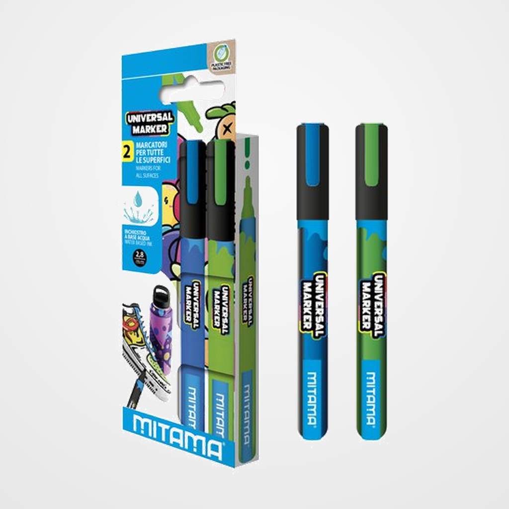 ROTULADOR ACRILICO MITAMA 2.5mm AZULY VERDE PACK de 2