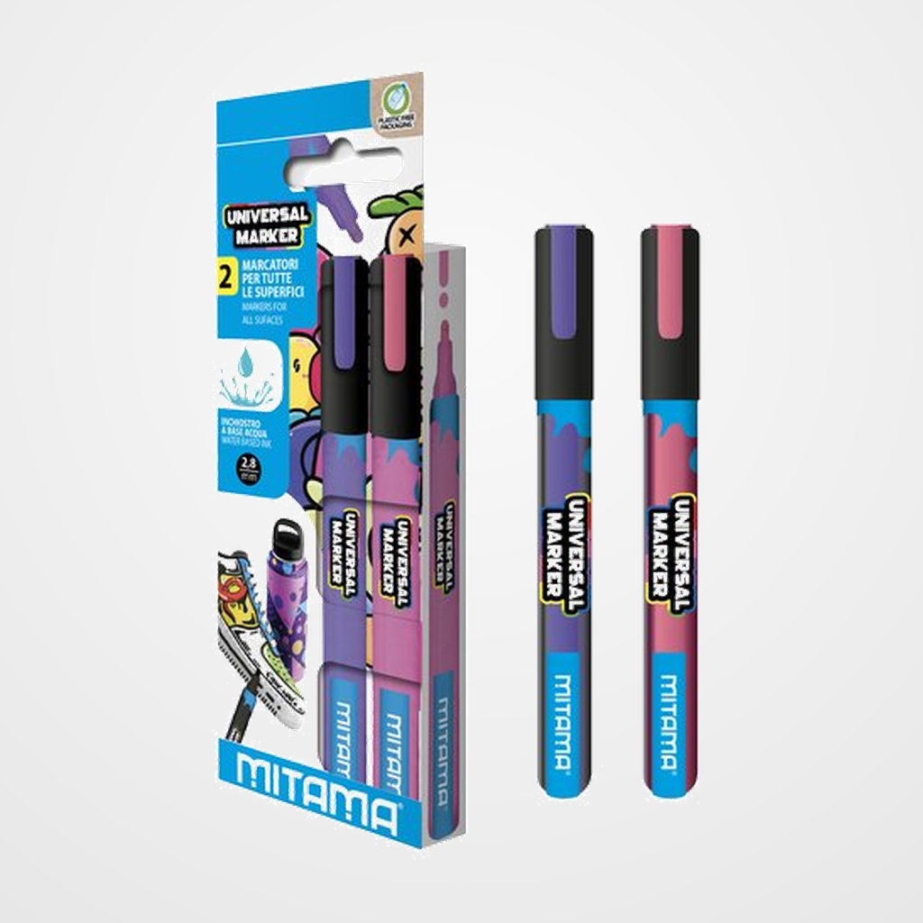 ROTULADOR ACRILICO MITAMA 2.5mm VIOLETA Y ROSA PACK de 2