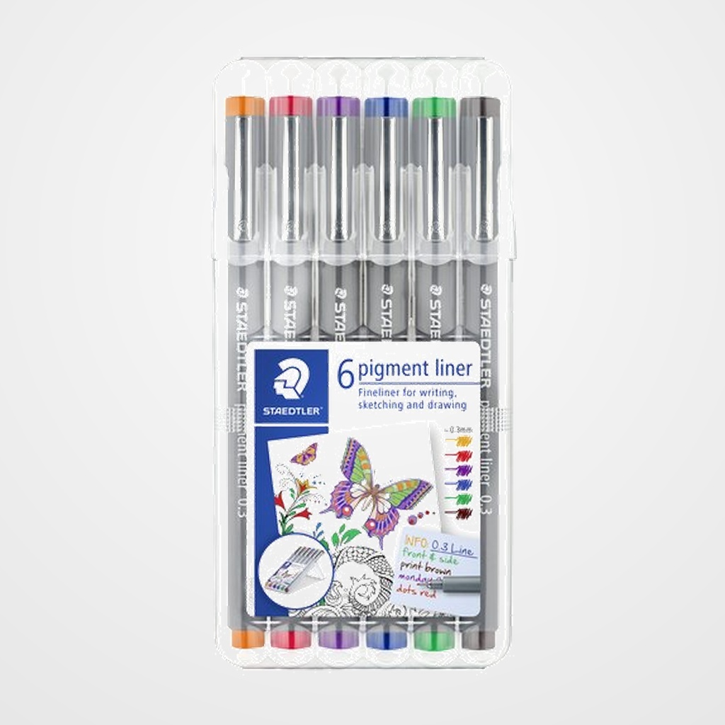 ROTULADOR CALIBRADO STAEDTLER 308 PIGMENT LINER 0,3 mm ESTUCHE DE 6