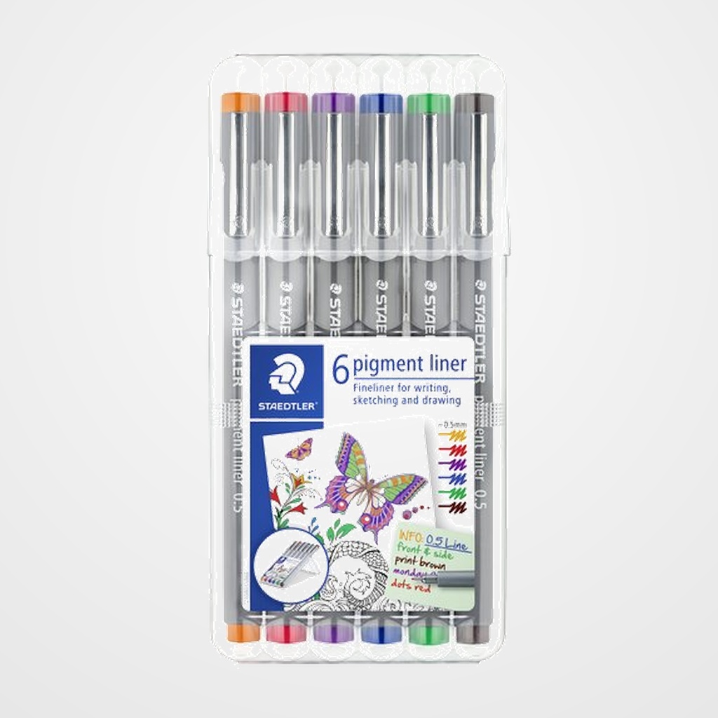 ROTULADOR CALIBRADO STAEDTLER 308 PIGMENT LINER 0,5 mm ESTUCHE DE 6