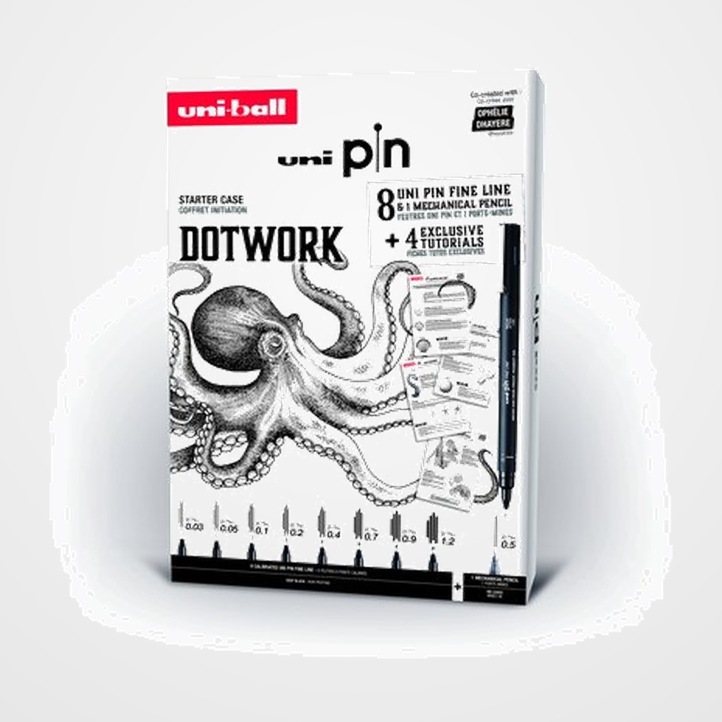 ROTULADOR CALIBRADO UNI-BALL PIN  DOT WORK STARTER KIT SET de 8