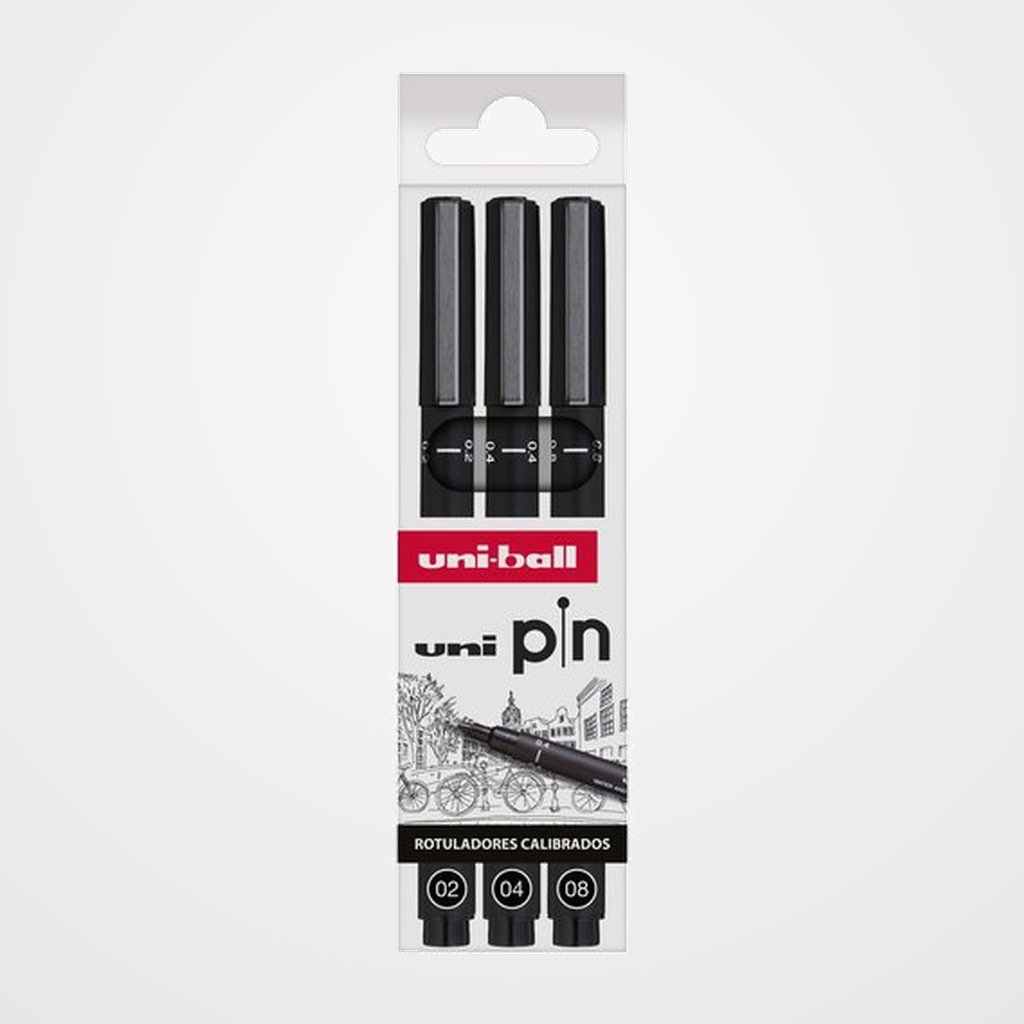 ROTULADOR CALIBRADO UNI-BALL PIN BOLSAS de 3 (0,2 - 0,4 - 0,8 mm)