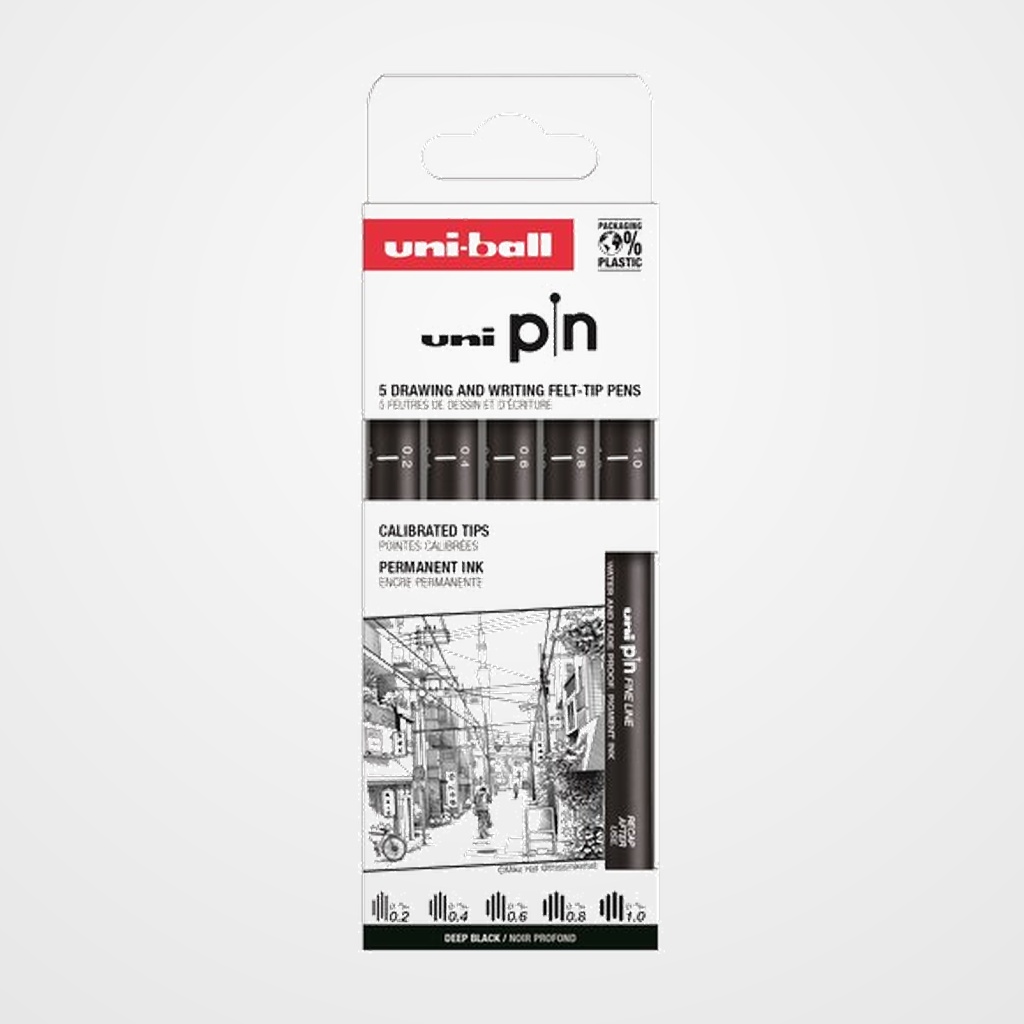 ROTULADOR CALIBRADO UNI-BALL PIN SET 5P CLASICO II SURTIDO CAJA DE 5 (0.2, 0.4, 0.6, 0.8 y 1.0)
