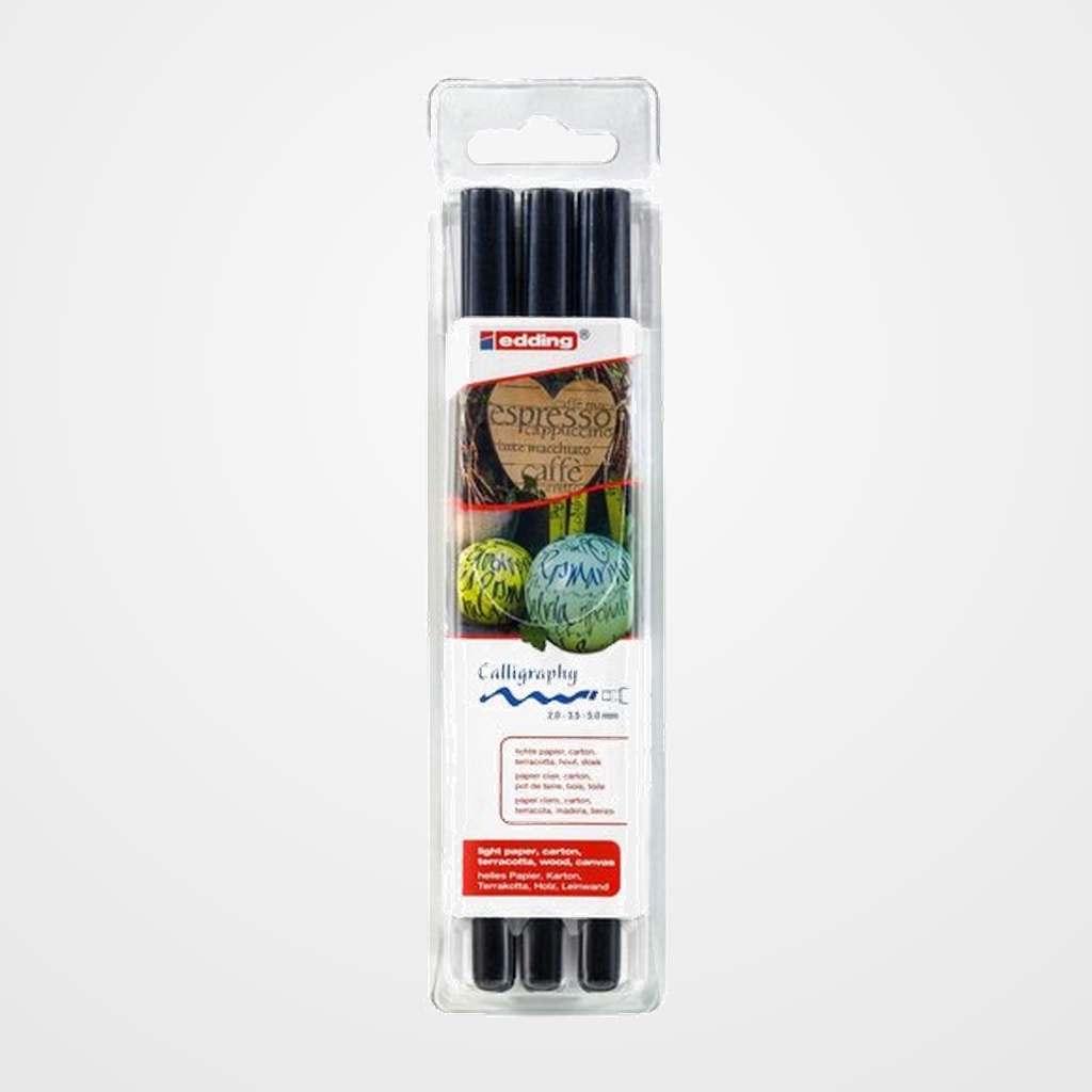 ROTULADOR CALIGRAFICO EDDING 1255  NEGRO BOLSA DE 3