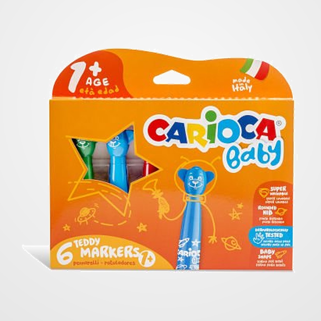 ROTULADOR CARIOCA BABY TEDDY MARKER ESTUCHE de 6