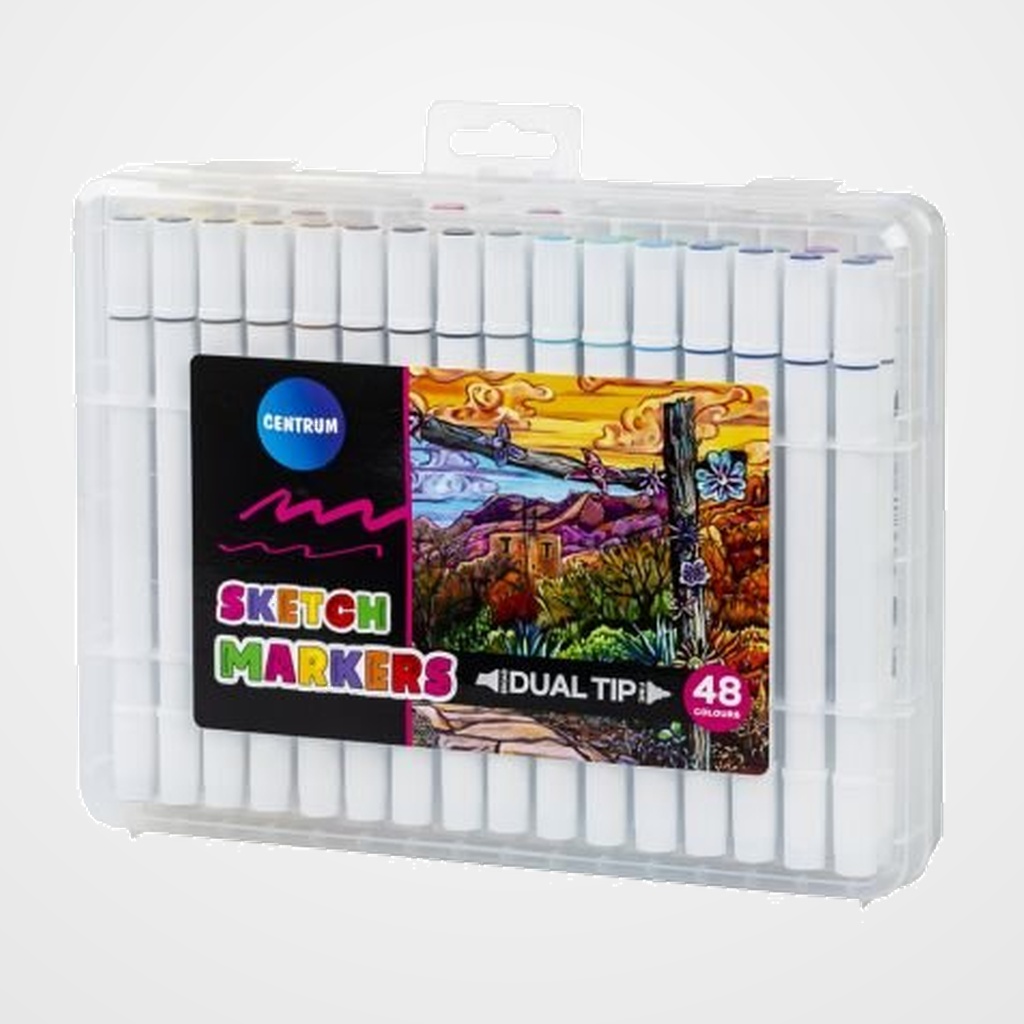 ROTULADOR CENTRUM MARKER PARA BOCETOS DOBLE PUNTA ESTUCHE de 48