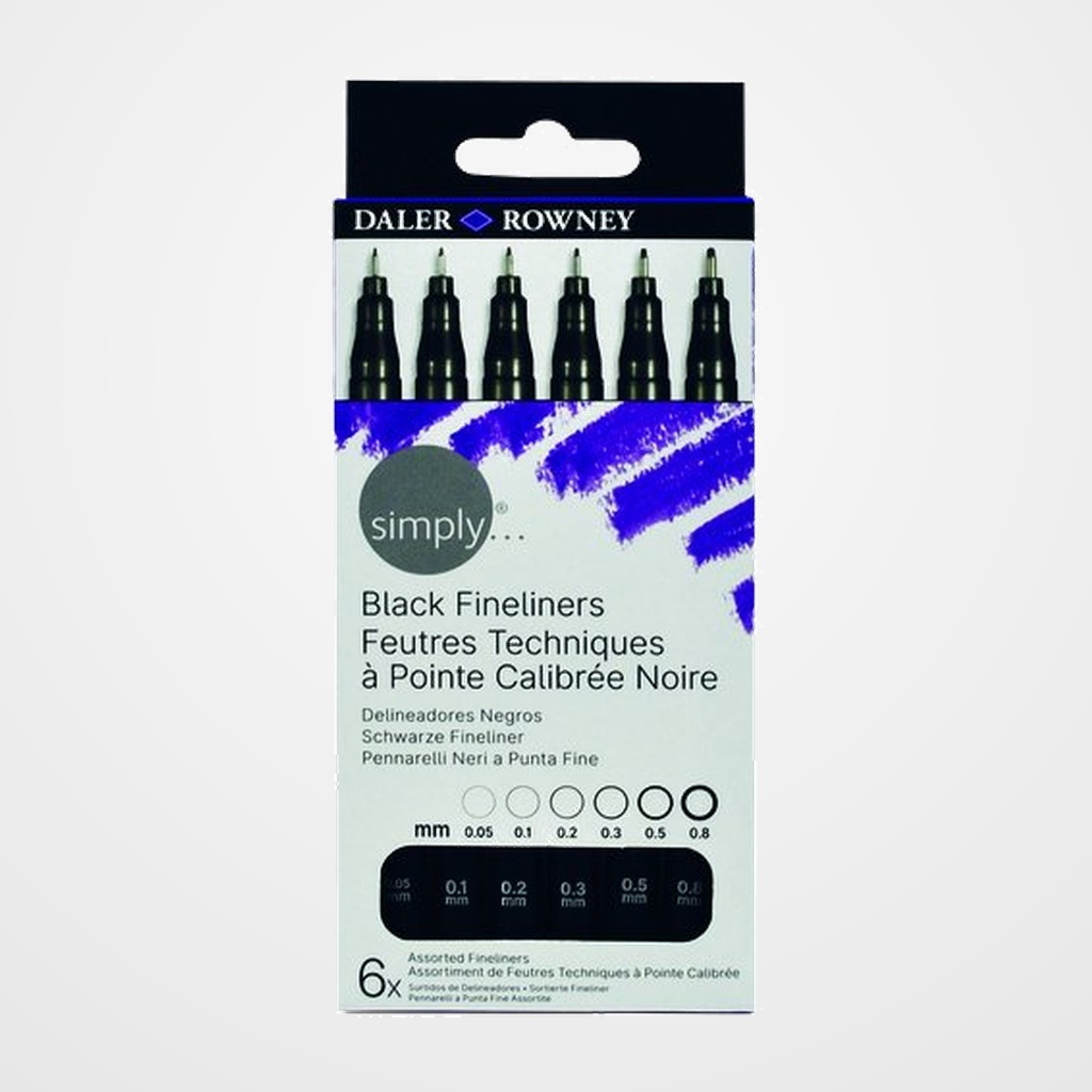 ROTULADOR DALER ROWNEY FINELINER NEGRO SIMPLY ESTUCHE DE 6