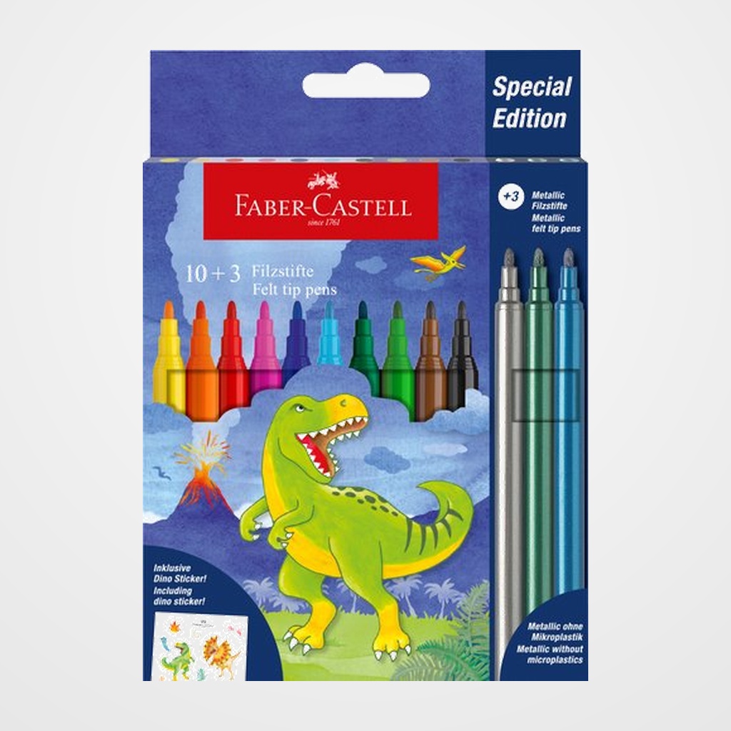 ROTULADOR FABER-CASTELL DINOSAURIOS ESTUCHE de 10+3