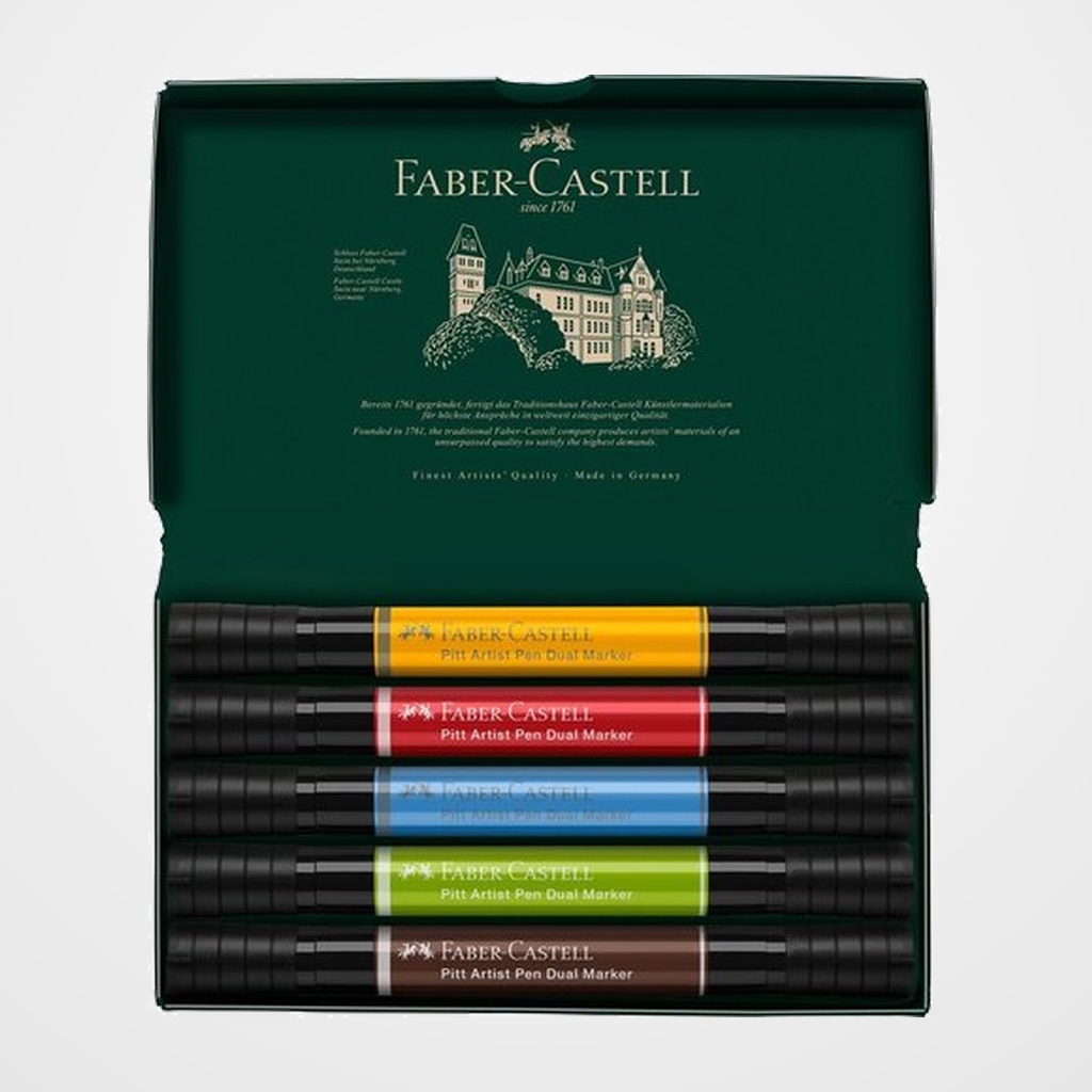 ROTULADOR FABER-CASTELL PITT ARTIST PENS DOBLE PUNTA PINCEL CAJA DE 5