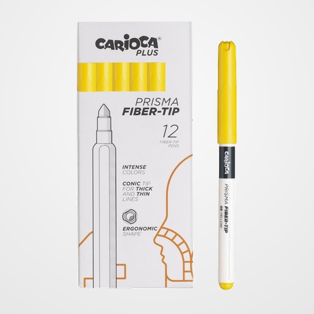 ROTULADOR FIBRA CARIOCA PLUS CAJA de 12 AMARILLO