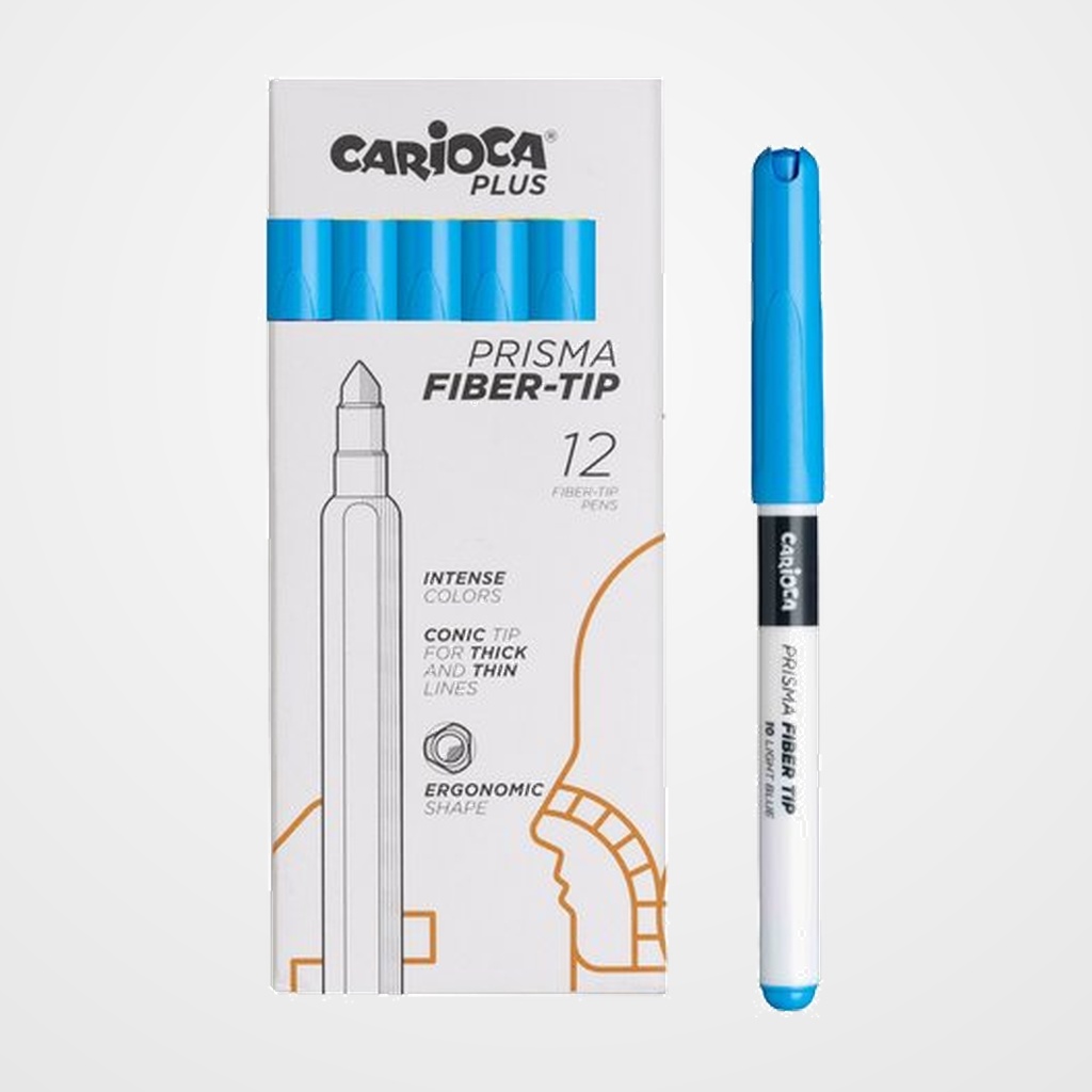 ROTULADOR FIBRA CARIOCA PLUS CAJA de 12 AZUL CLARO