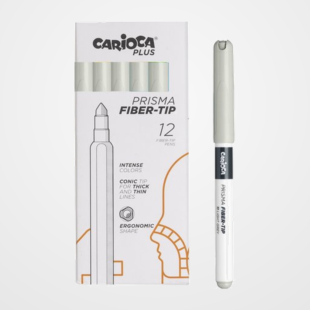 ROTULADOR FIBRA CARIOCA PLUS CAJA de 12 GRIS CLARO