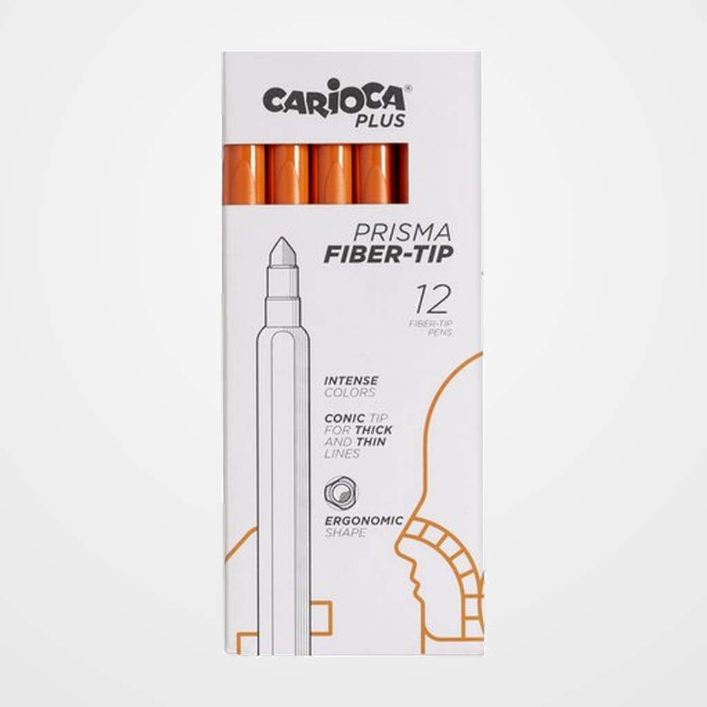 ROTULADOR FIBRA CARIOCA PLUS CAJA de 12 NARANJA