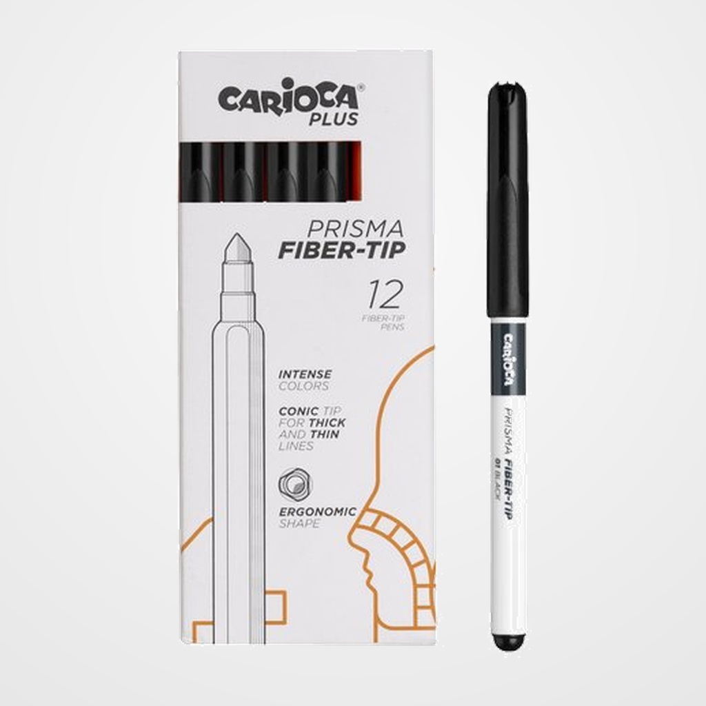 ROTULADOR FIBRA CARIOCA PLUS CAJA de 12 NEGRO