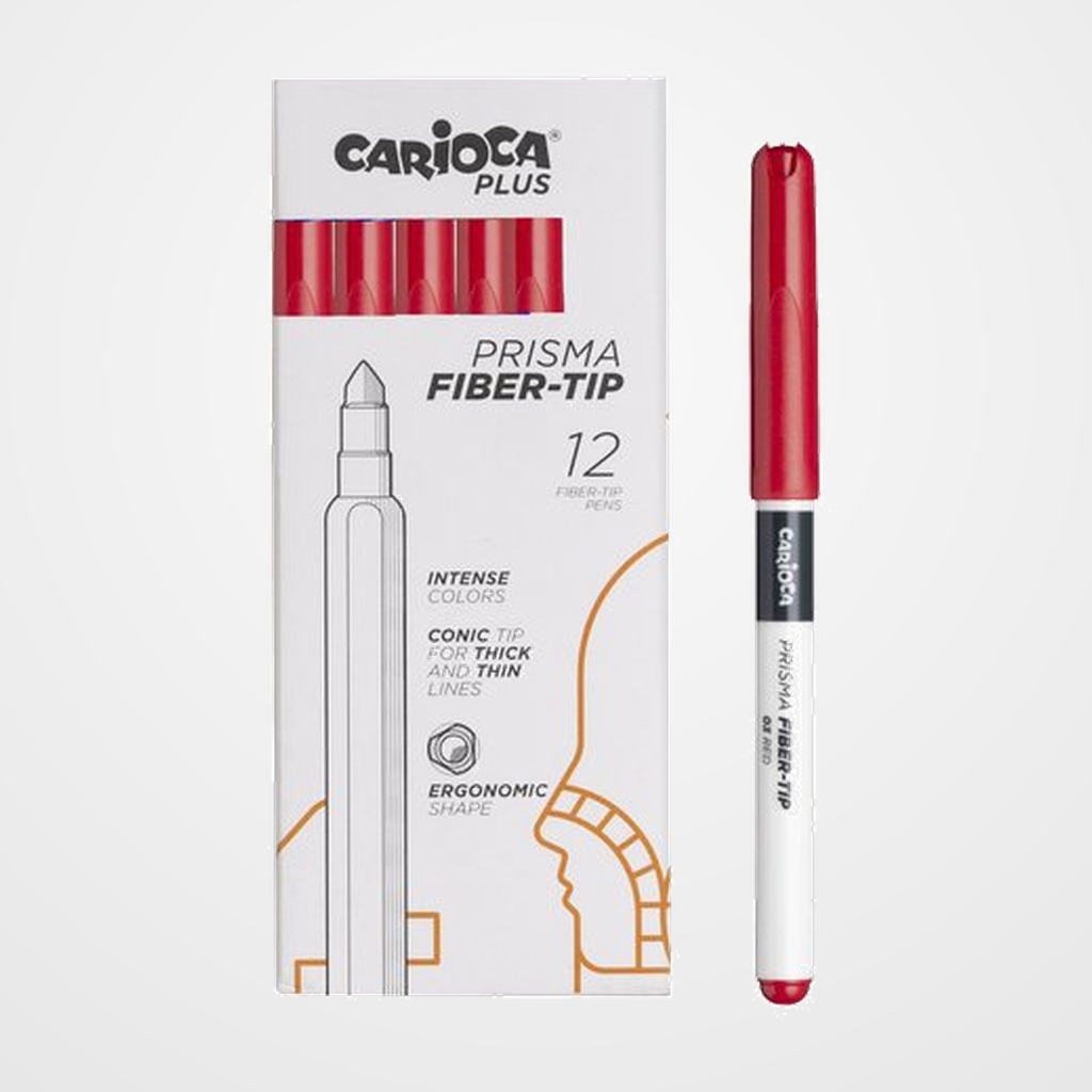 ROTULADOR FIBRA CARIOCA PLUS CAJA de 12 ROJO