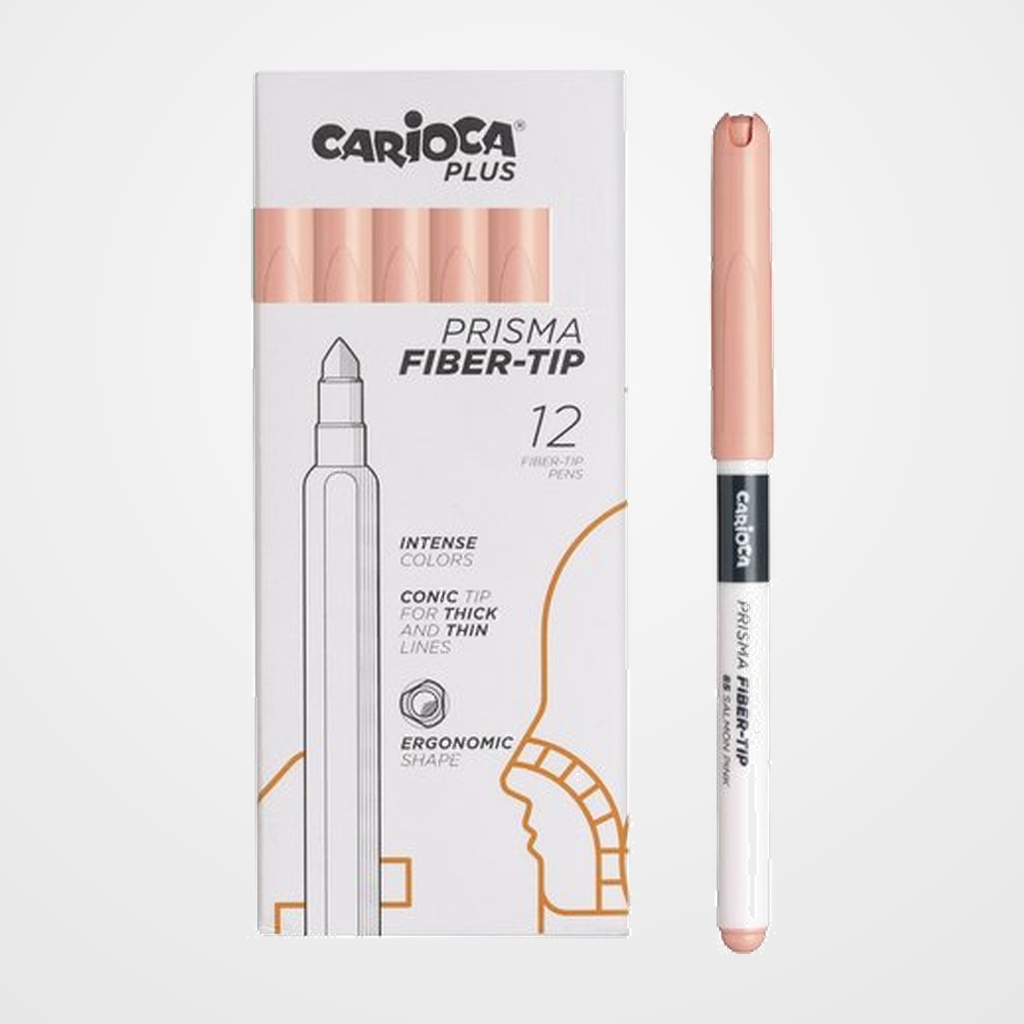 ROTULADOR FIBRA CARIOCA PLUS CAJA de 12 ROSA SALMON