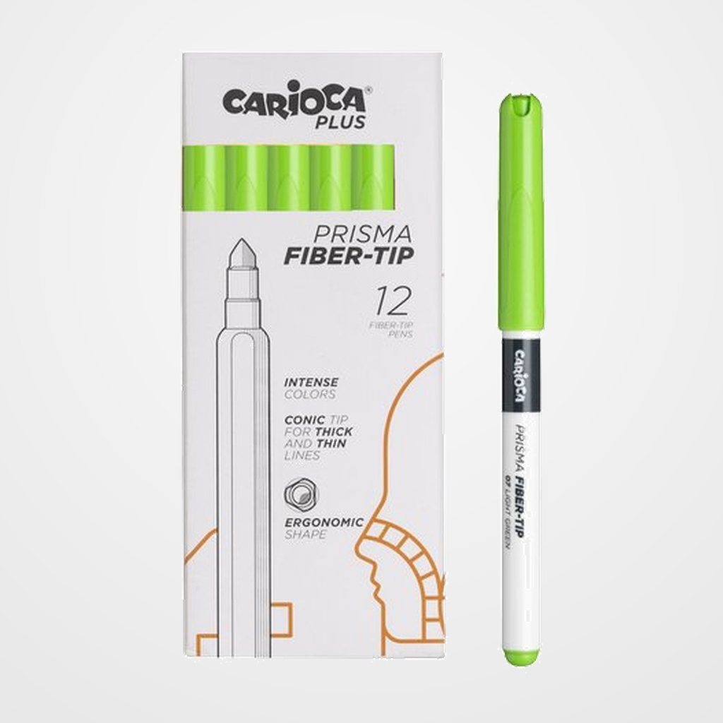 ROTULADOR FIBRA CARIOCA PLUS CAJA de 12 VERDE CLARO
