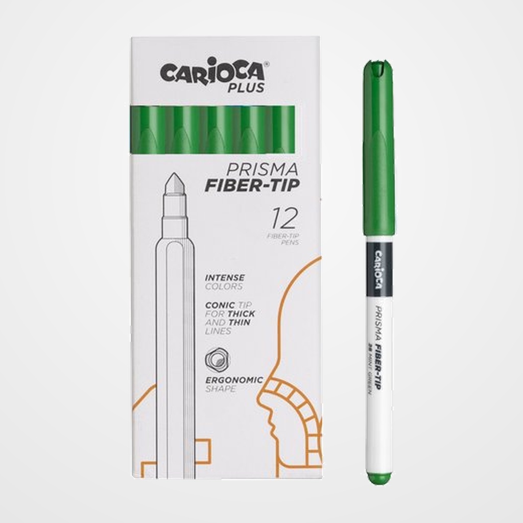 ROTULADOR FIBRA CARIOCA PLUS CAJA de 12 VERDE MENTA