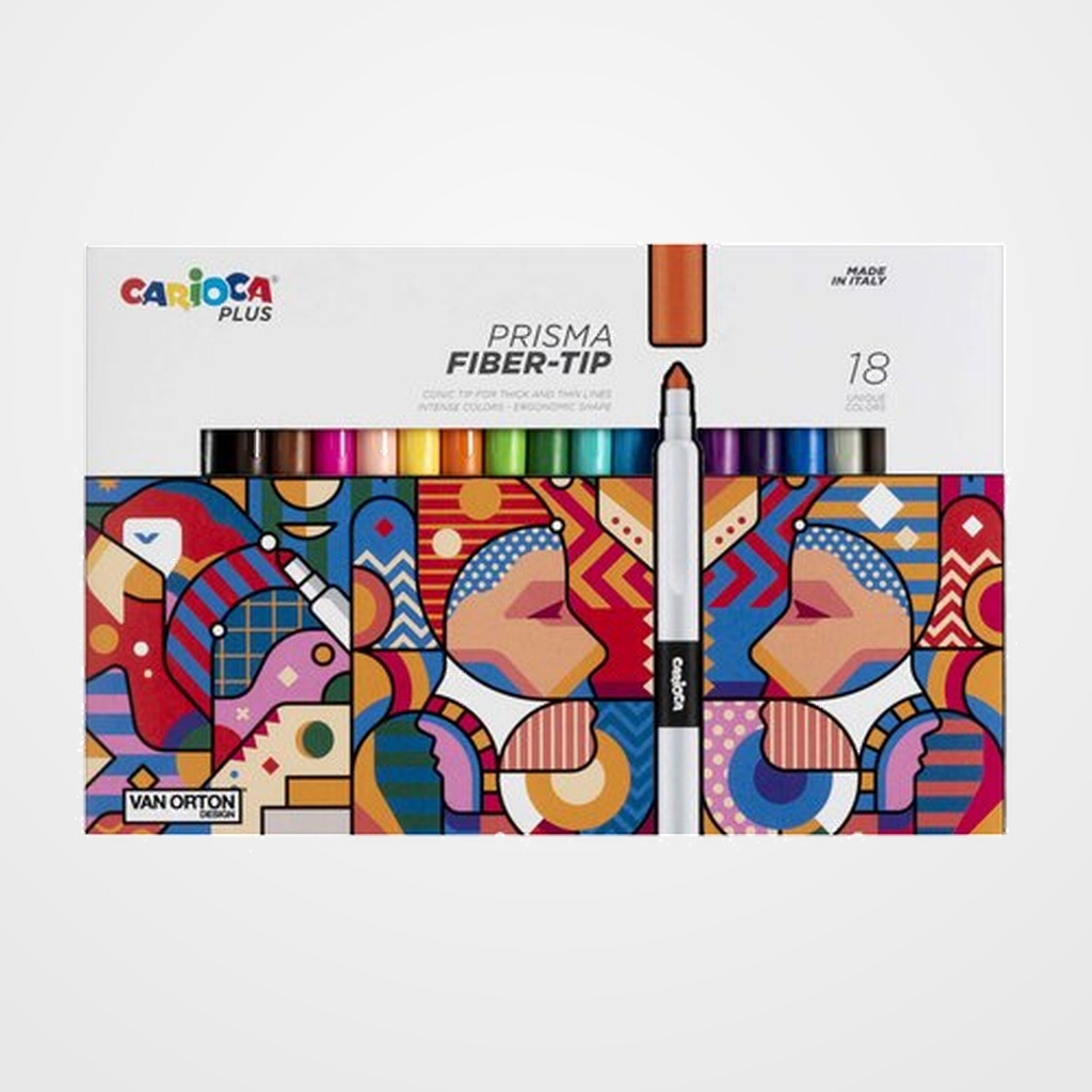 ROTULADOR FIBRA CARIOCA PLUS CAJA de 18