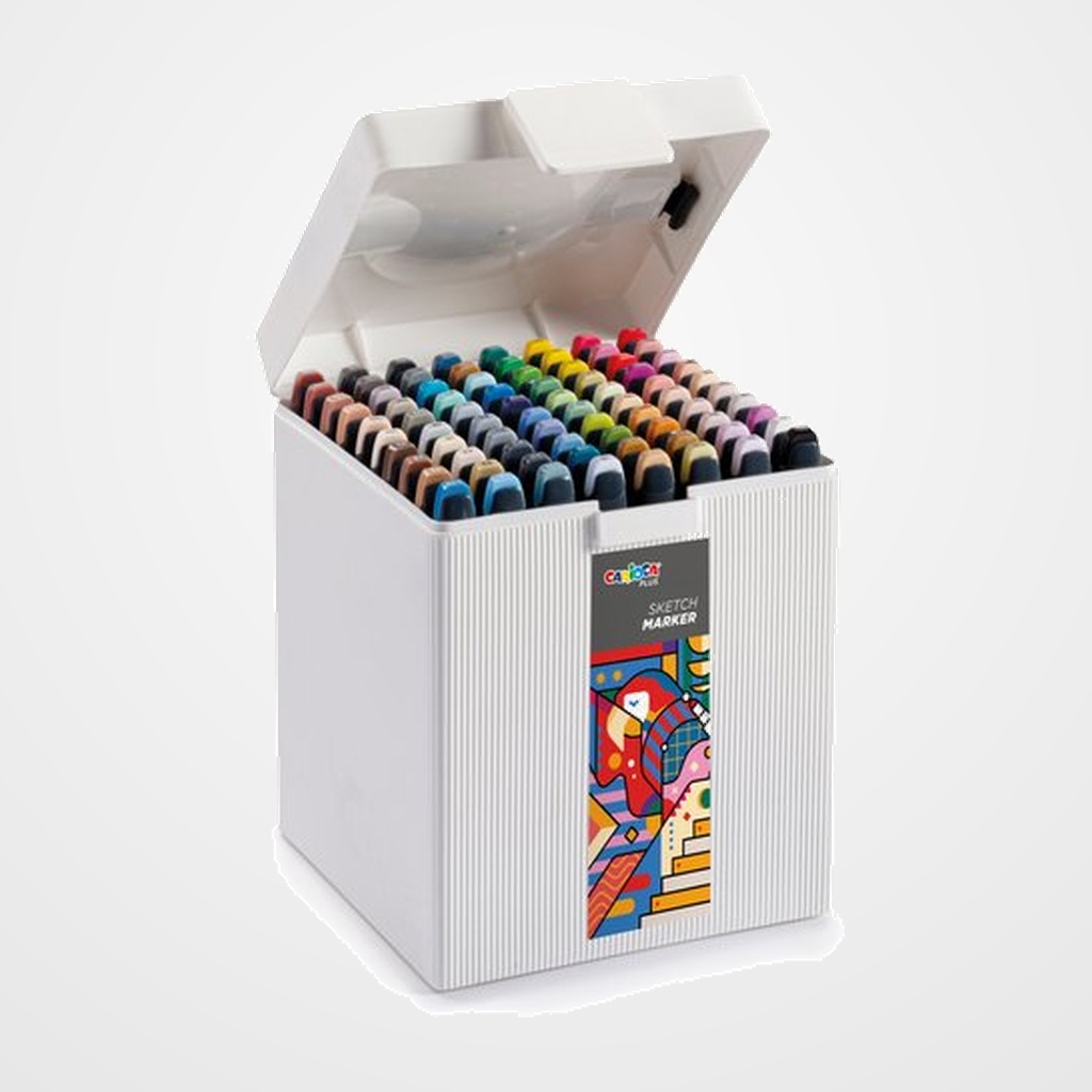 ROTULADOR FIBRA CARIOCA PLUS SKETCH MARKER DOBLE PUNTA CAJA de 80 COLORES SURTIDOS