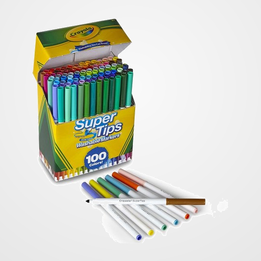 ROTULADOR FIBRA CRAYOLA LAVABLE SUPER PUNTA CAJA de 100